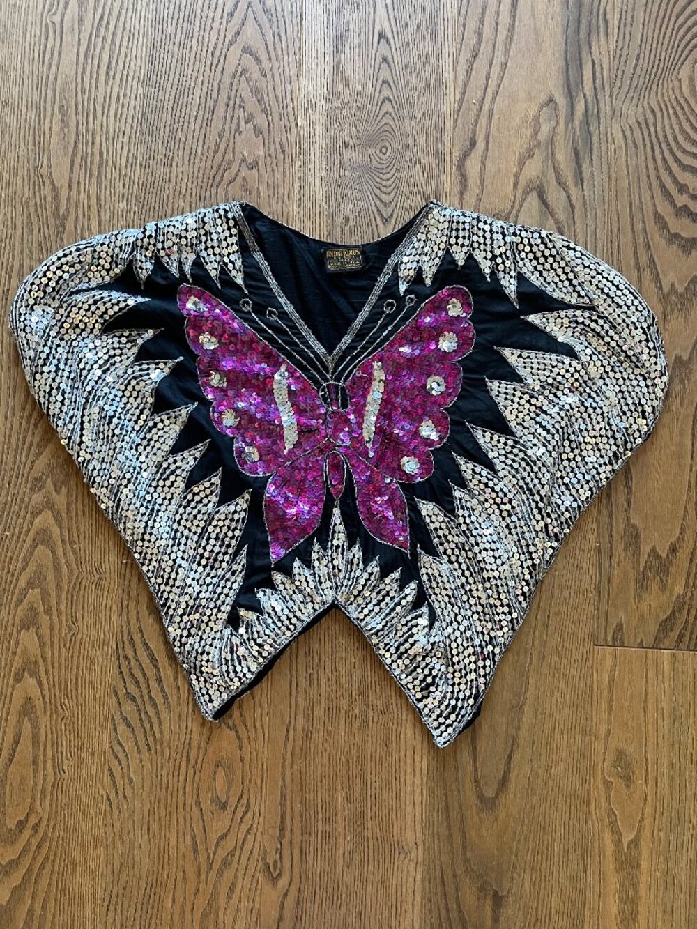 Vintage 100% Silk Butterfly Poncho!
